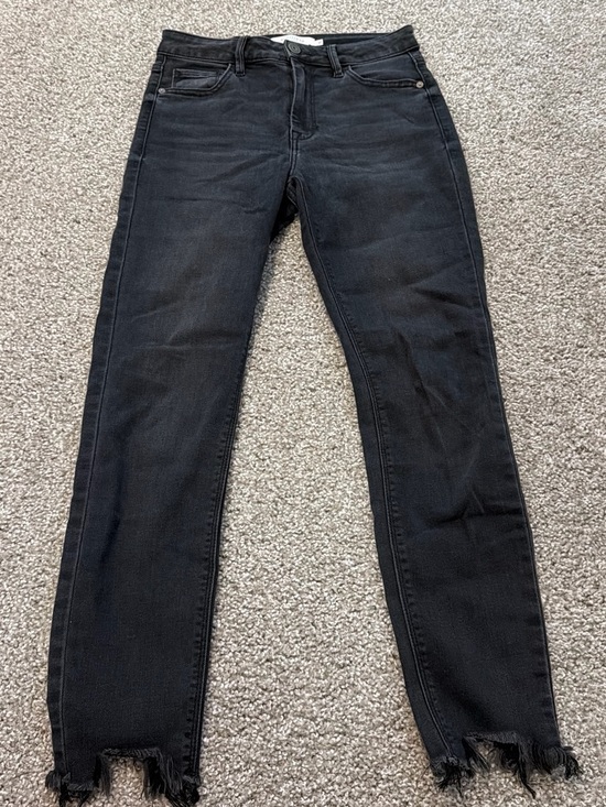 Hidden Denim - Women's Skinny Black Frayed Hem Jeans